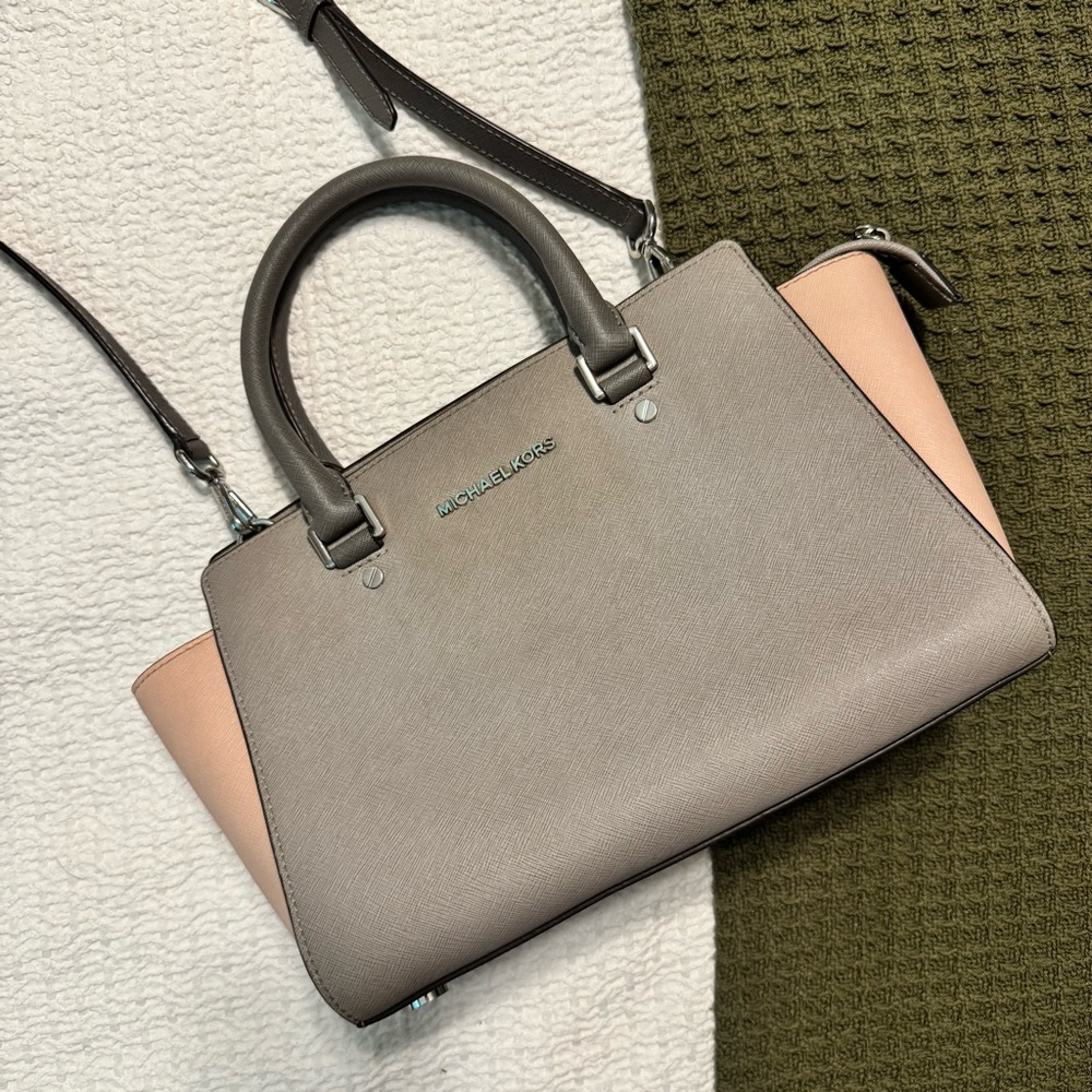 Michael Kors Selma Gray and Pink Women's Handbag